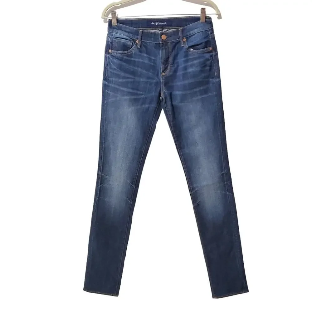 Driftwood Skinny Jeans Dark Wash Size 25 tall mid rise